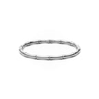 Silver bracelet with a bamboo design on a white background