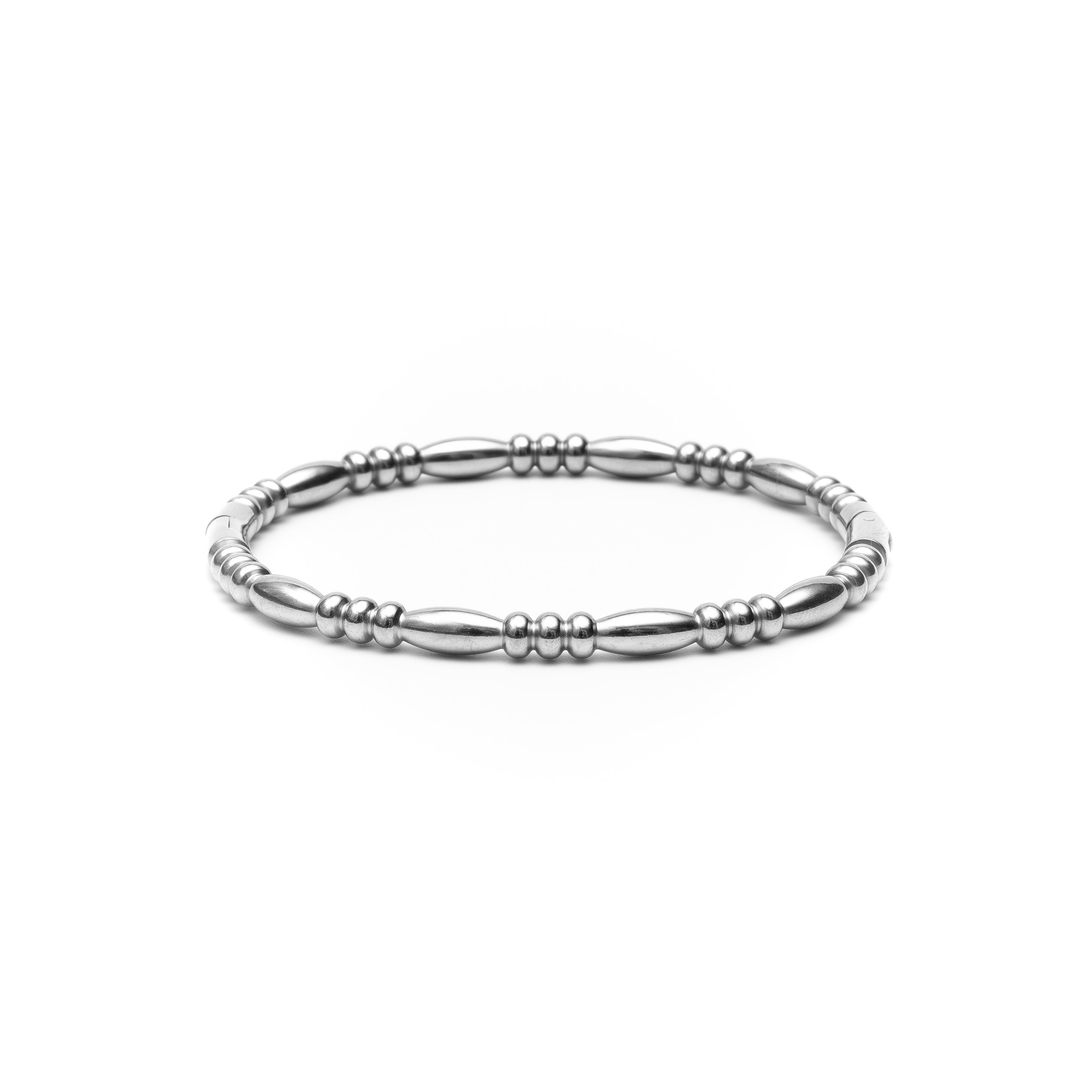 Silver bracelet on a white background