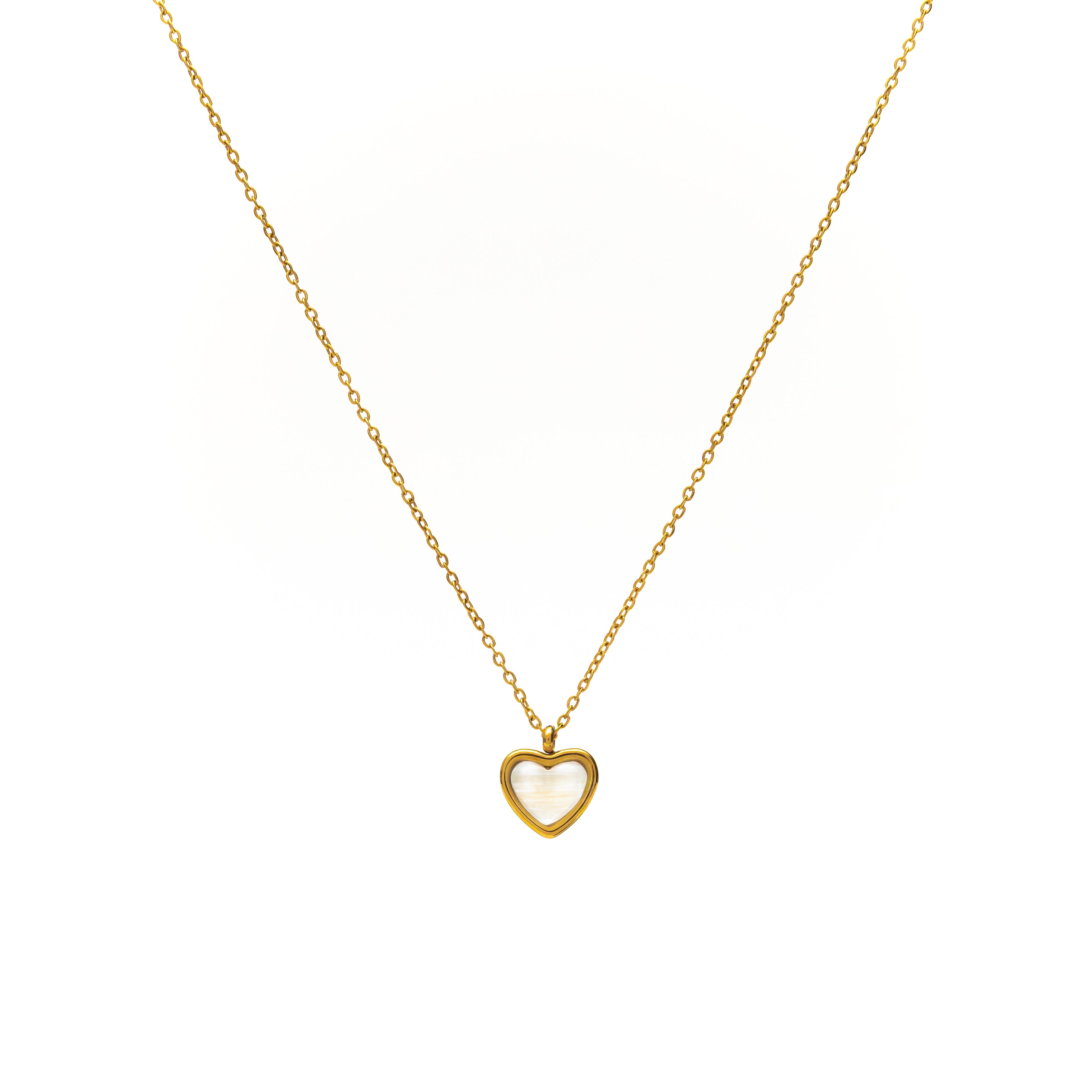 White Heart Necklace gold necklace for women