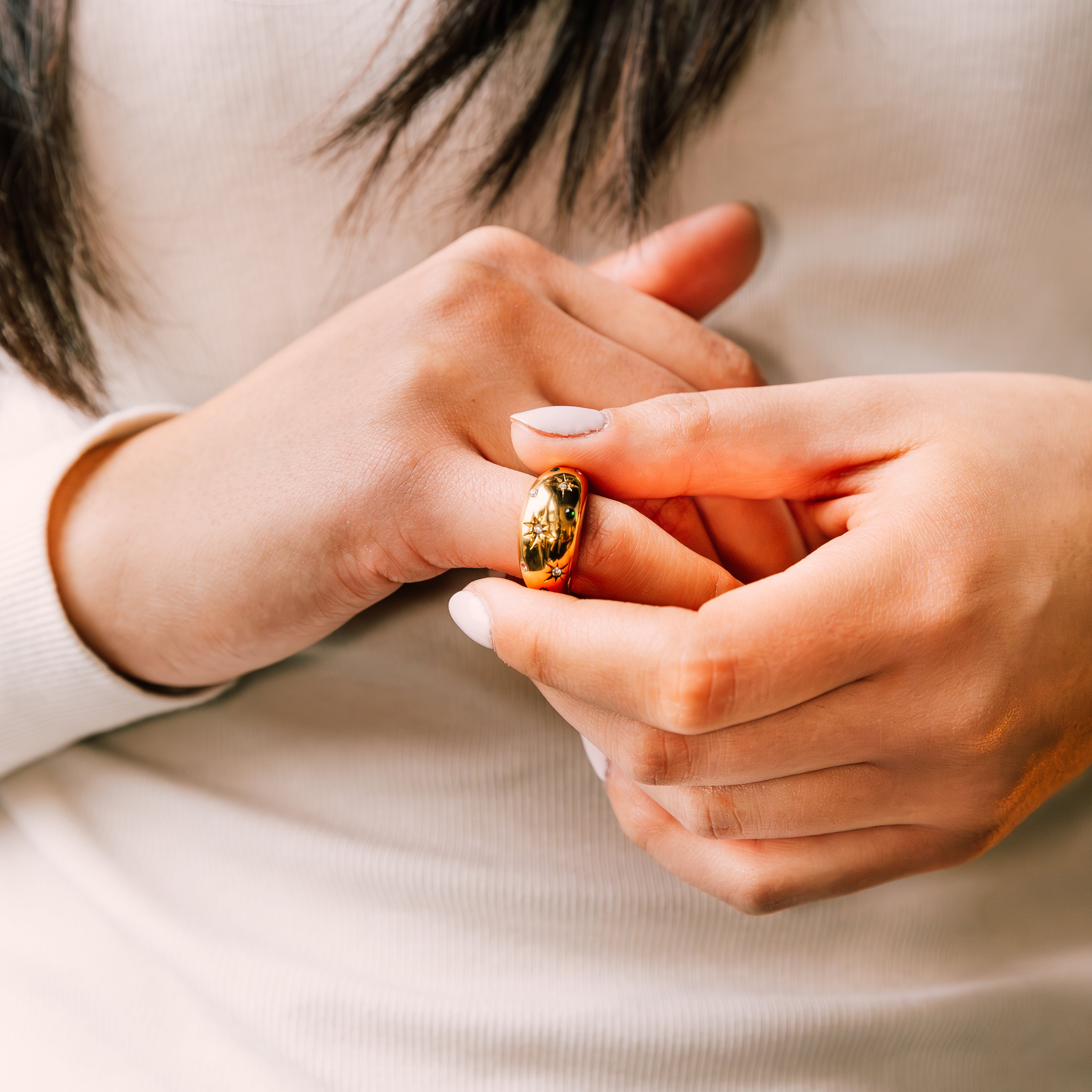 Étoile Ring gold ring for women on white background