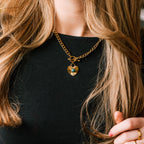 Jade Heart Necklace gold necklace for women on white background