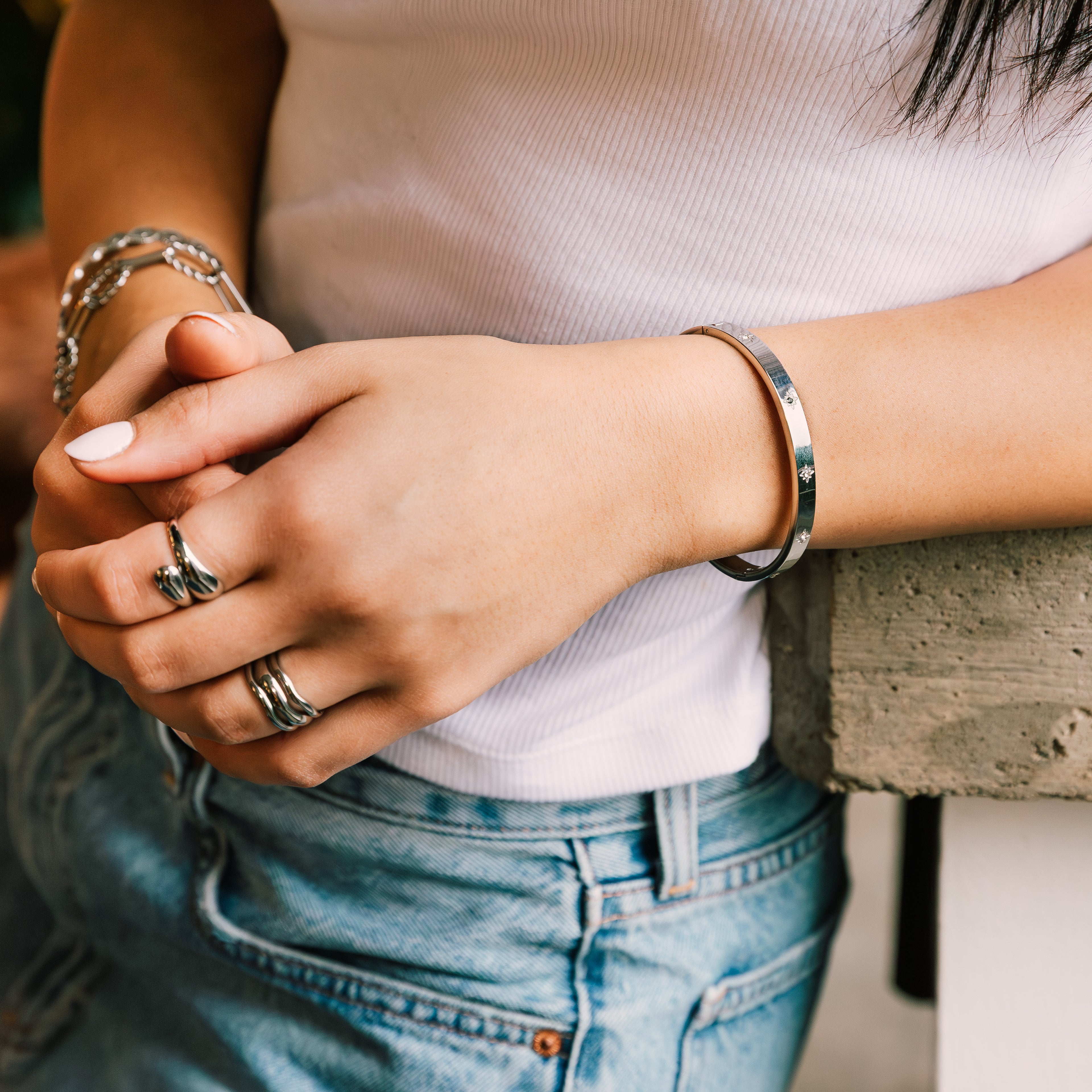 Stella Bangle gold bracelet for women lifestyle photo