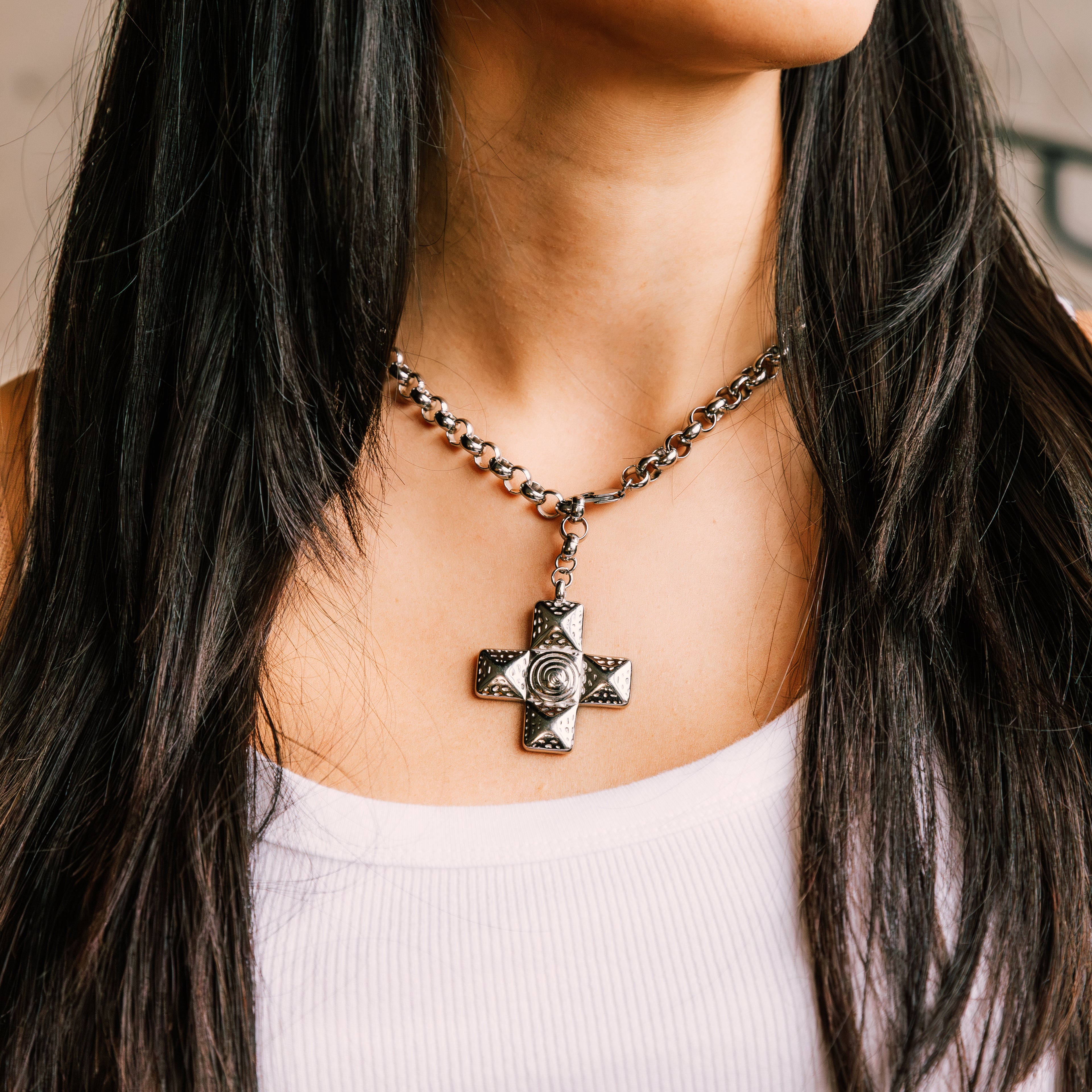 Icon Cross Necklace gold necklace for women lifestyle view