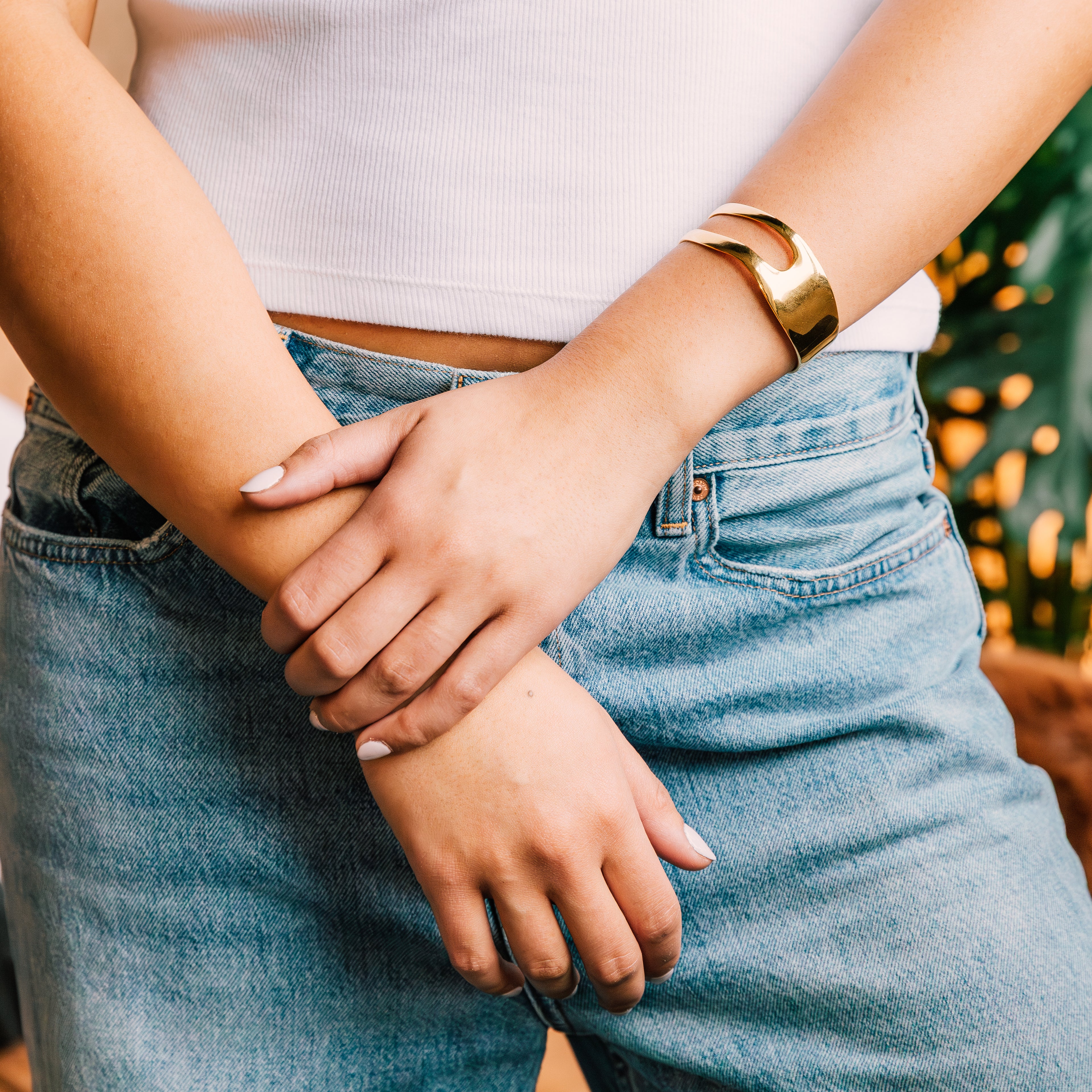 Arlo Cuff gold bracelet for women lifestyle view