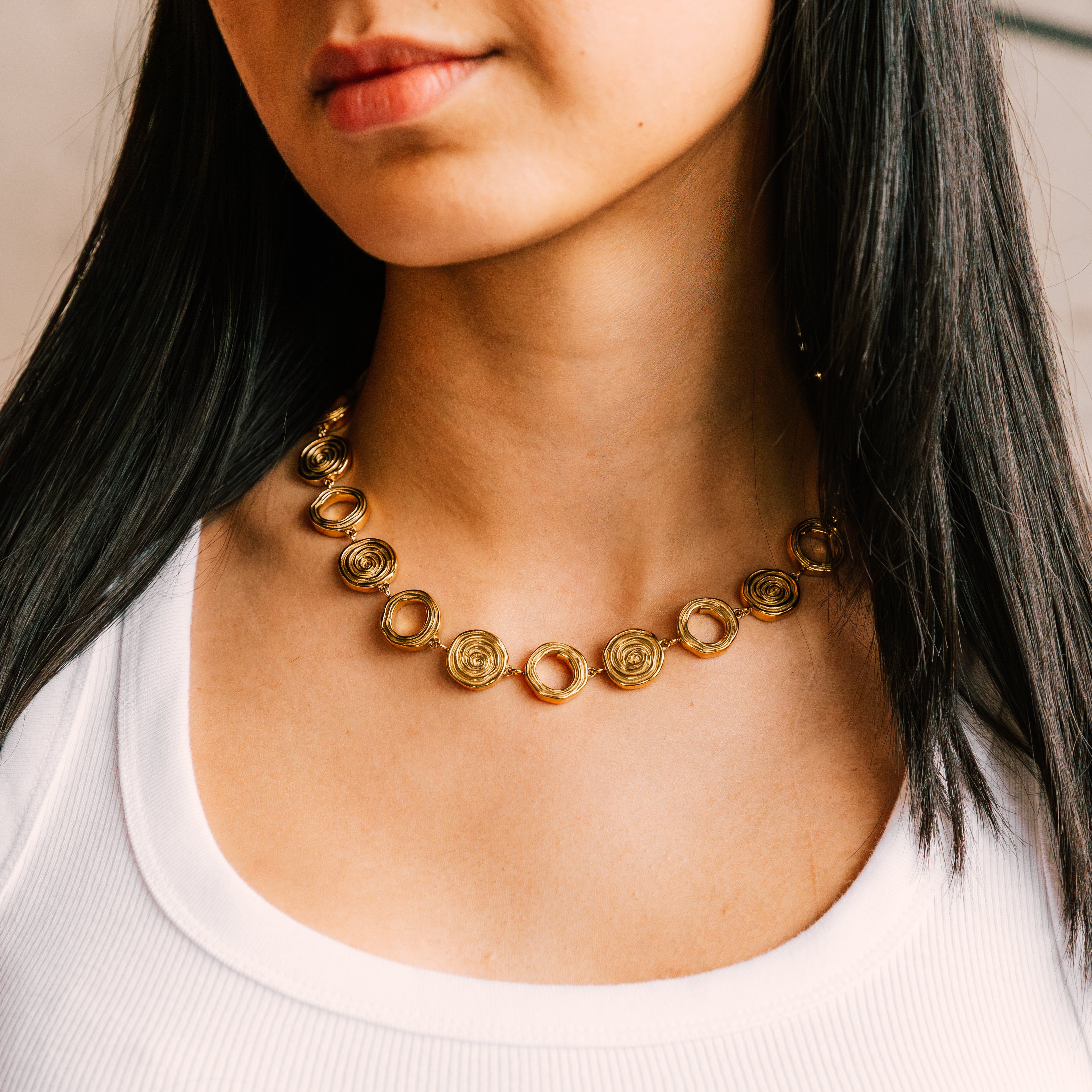 Jada Coin Necklace gold necklace for women on white background