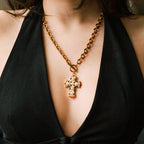 Heirloom Cross Necklace gold necklace for women on white background