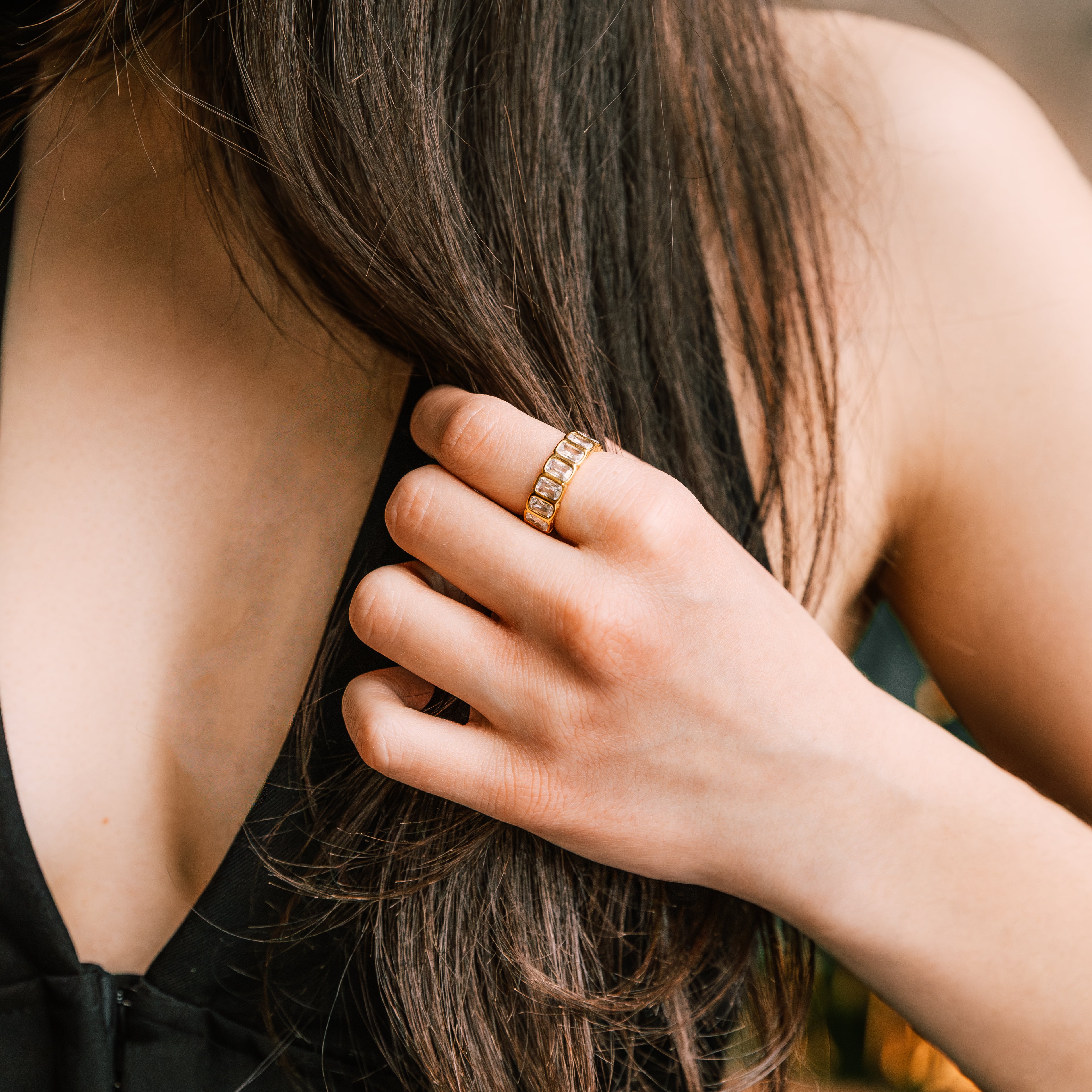 White Marque Ring gold ring for women close-up