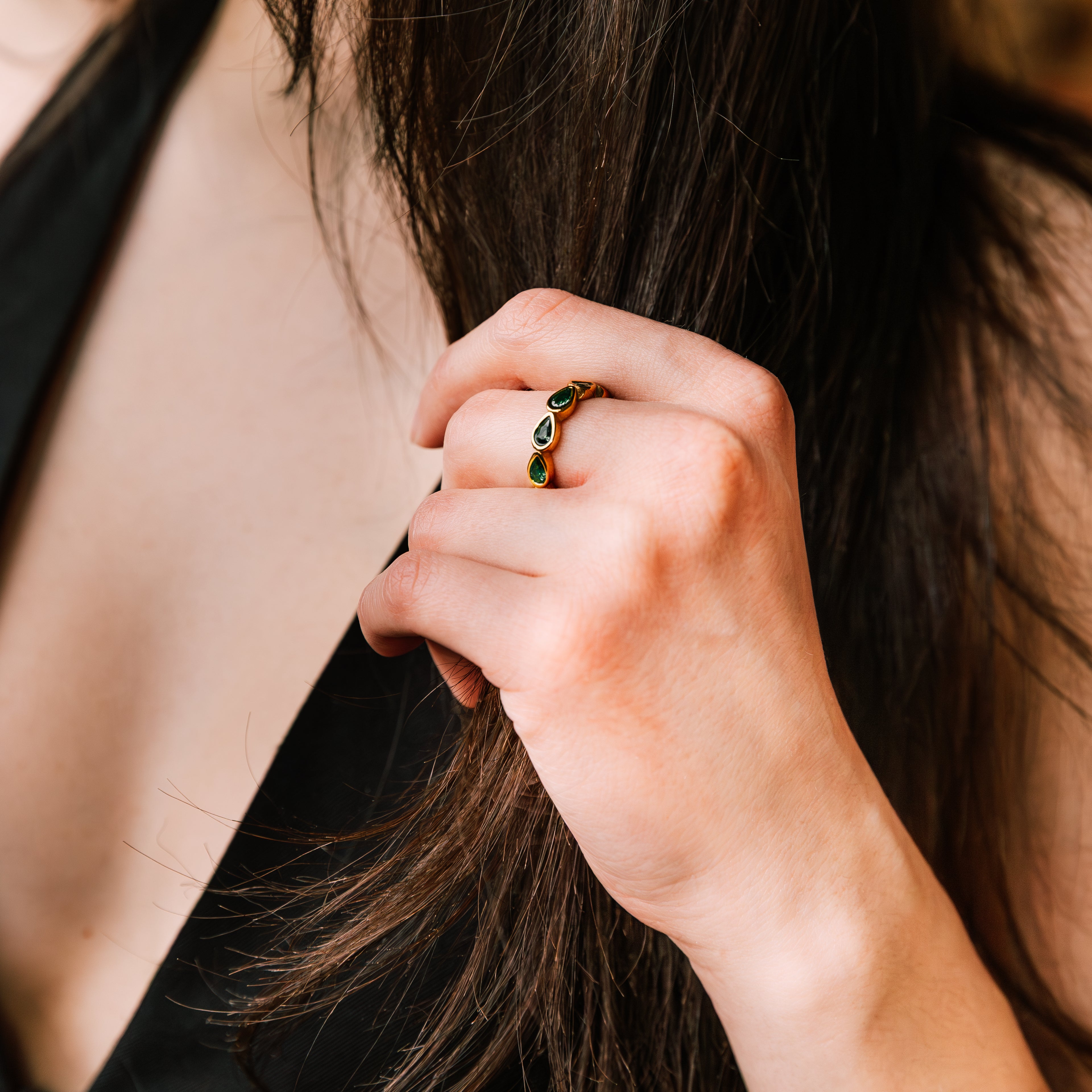 Emerald Elira Ring gold ring for women on white background