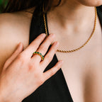 Emerald Lovelle Ring gold ring for women on white background