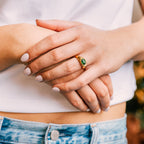 Emerald Stillstone Ring gold ring for women on white background