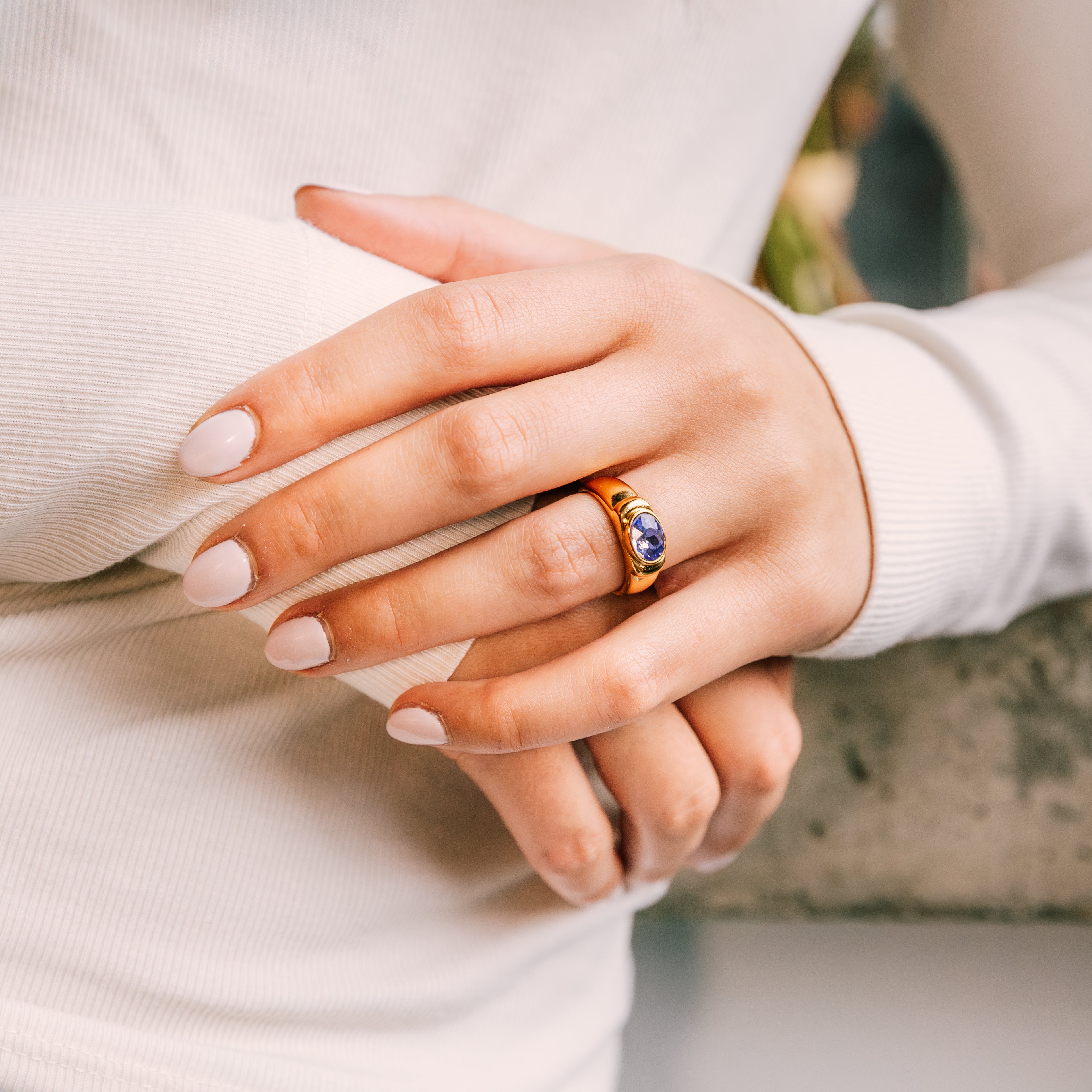 Lilac Stillstone Ring gold ring for women on white background