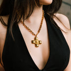 Icon Cross Necklace gold necklace for women on white background