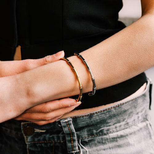 Bambou Bracelet gold bracelet for women on white background