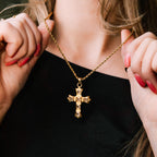 Clair Cross Necklace gold necklace for women on white background